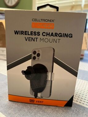 Wireless Charging Vent Cell Phone Mount - Black